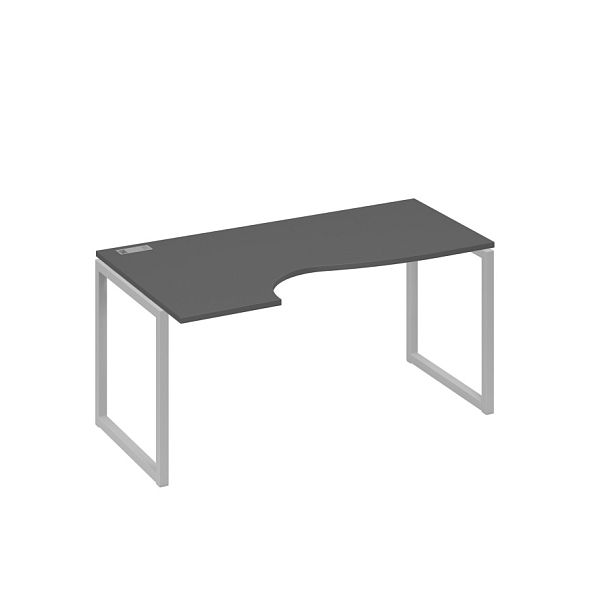 Стол эргономичный левый "Классика" на металлокаркасе QUATTRO A4 А4 Б4 045 БП антрацит премиум / металлокаркас серый - Вид 1