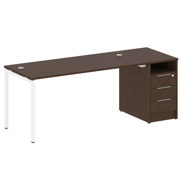 Metal System Quattro Р. ст. с тумбой на П-образном м/к 40БП.РС-СТП-1.4 Венге/Белый металл 2012*720*750 - Вид 1