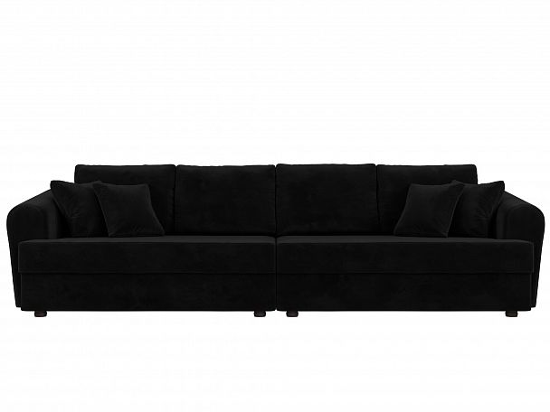 Прямой диван Милтон (полностью велюр черный) - Вид 2