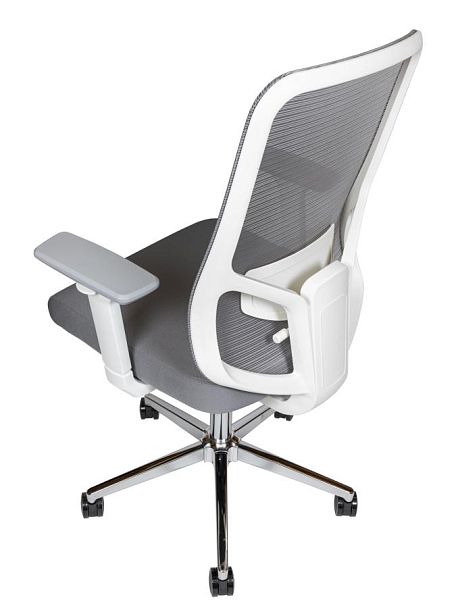 Кресло офисное / Best LB white / белый пластик / серая сетка / серая ткань /база хром - Вид 6