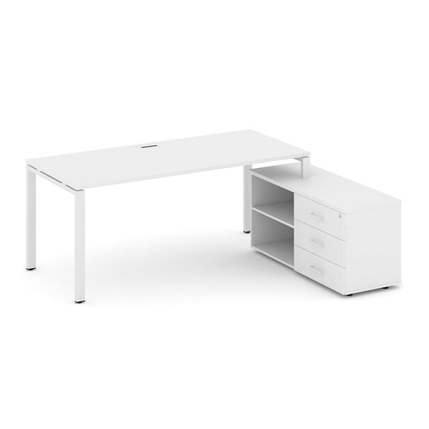 Стайл Проджект Директ / Style Project Direct Стол письменный с греденцией правой SN-6P.SRG-015.M(R) Белый/Металл Белый 1980*1480*750 - Вид 1
