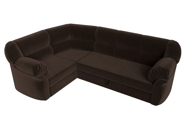 Диван угловой Карнелла левый (полностью микровельвет коричневый) - Вид 5