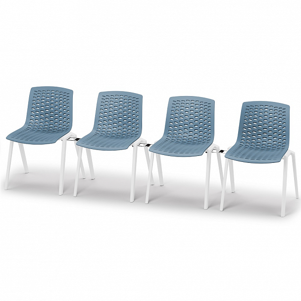 Стул LUX (4 ножки) каркас белый RAL 9003, красный, стопируемый - Вид 5