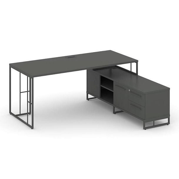 Rift Direct Стол руководителя на опорной тумбой RF.SRT-25 (R) Антрацит/Металл Антрацит 1780*1600*750 - Вид 1
