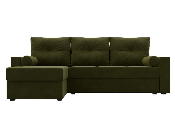 Диван угловой Верона Лайт угол левый (полностью вмикровельвет зеленый) - Вид 2
