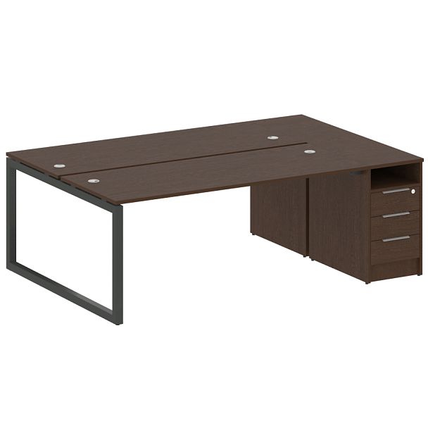 Metal System Quattro Р. ст. с тумбой на О-образном м/к 50БО.РС-СТП-2.5 Венге/Антрацит металл 2212*1475*750 - Вид 1