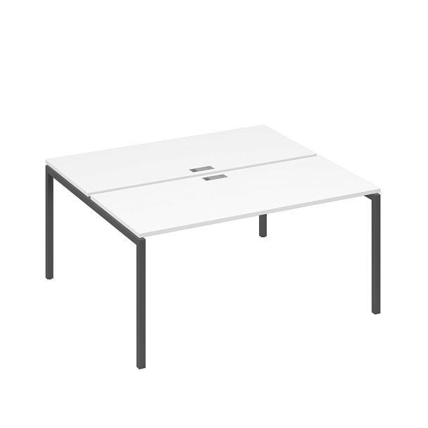 Станция офисная на каркасе DUE (2х160) A4 А4 С2 175 БП белый премиум / металлокаркас антрацит - Вид 1