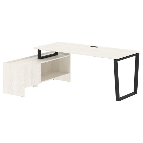 Стол с тумбой EVCT 19814 Ясень Траун/Черный 1960х1400х750 EDIS - Вид 1