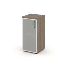 Стайл Проджект Шкаф низкий узкий SN.STU.E-303(L) Вяз Благородный/Сатин/Черный Ручки 400*400*833 - Фото предпросмотра