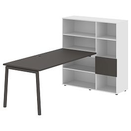 Стол-стеллаж ELRST 1217 Мокко/Мокко/Белый 2190х1250х1355 EDIS - Фото предпросмотра