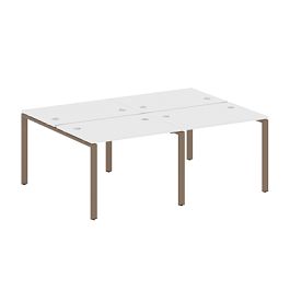 Метал Систем / Metal System Р. ст. на 4 раб. места на П-образном м/к БП.СМ-4.1 Белый/Мокко металл 2000*1475*750 - Фото предпросмотра