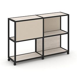Shelf Mobile Стеллаж 3 уровня 2 секции VR.LT-STK-313.08 Денвер Светлый/Металл Черный/W-04 1570*400*1046 - Фото предпросмотра