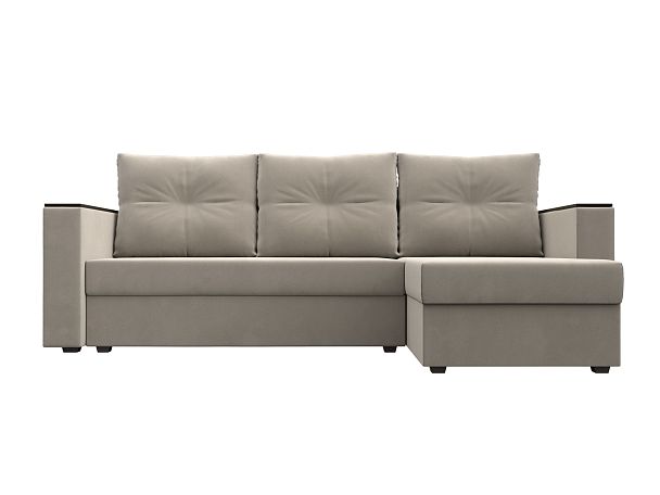 Угловой диван Атланта Лайт Б/С правый (полностью микровельвет бежевый) - Вид 2