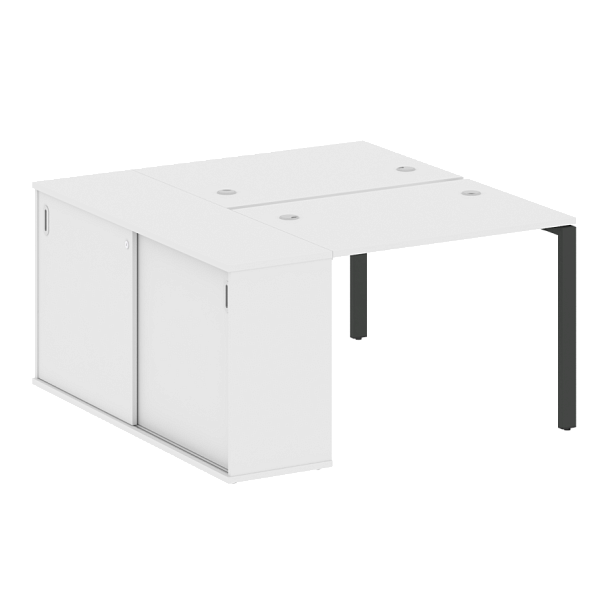 Metal System Р. ст. с шкафом-купе на П-образном м/к БП.РС-СШК-1.1 Т Белый/Антрацит металл 1410*1475*750 - Вид 1