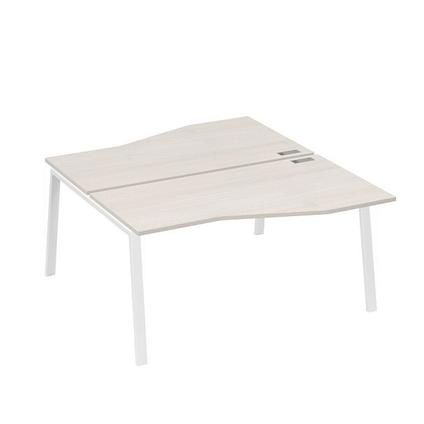 Рабочая станция (2х160) столы Техно на опорах TRE A4 А4 Б3 191  БП дуб / металлокаркас белый - Вид 1