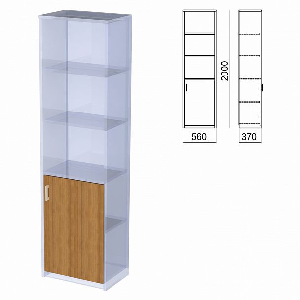 Шкаф полузакрытый ЧАСТЬ 2 "Арго", 560х370х2000 мм, дверь, 4 полки, орех - Вид 2