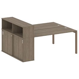 Metal System Quattro Р. ст. с шкафом-купе на П-образном м/к 50БП.РС-СШК-2.4 Т Вяз/Мокко металл 2010*1475*1098 - Фото предпросмотра