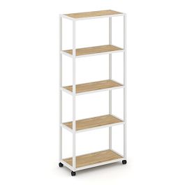 Shelf Mobile Стеллаж 5 уровней 1 секция VR.LT-STK-501.08 Тиквуд Светлый/Металл Белый 800*400*2000 - Фото предпросмотра