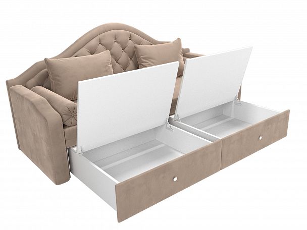 Прямой диван софа Сойер (полностью велюр бежевый) - Вид 6