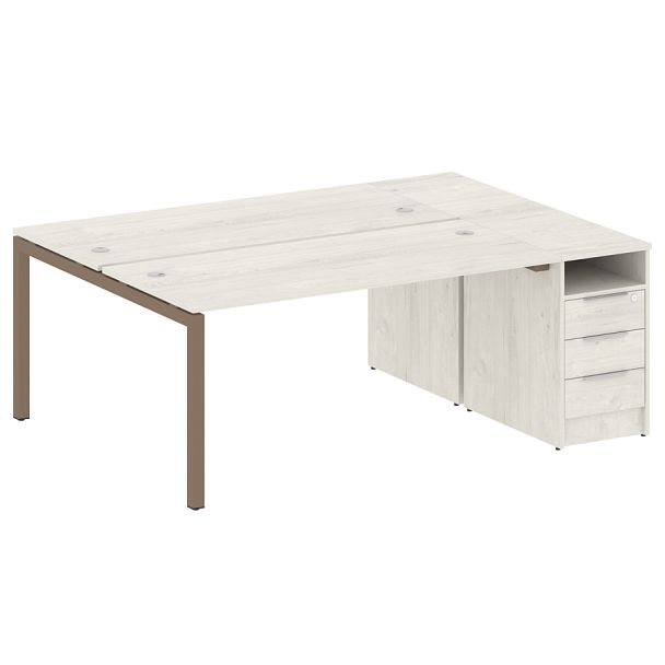 Metal System Quattro Р. ст. с тумбой на П-образном м/к 50БП.РС-СТП-2.4 Дуб наварра/Мокко металл 2012*1475*750 - Вид 1