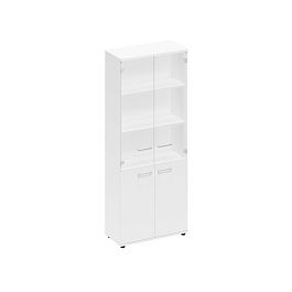 Шкаф для документов со стеклянными прозрачными дверьми Space+ А1 9379 БП белый премиум - Фото предпросмотра