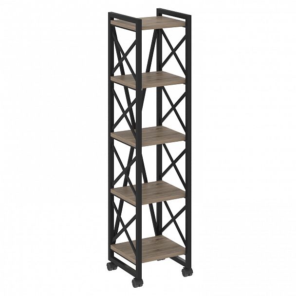 Стеллаж на колесах "Loft" VR.L-MST.K-5.4 тиквуд темный/черный - Вид 1