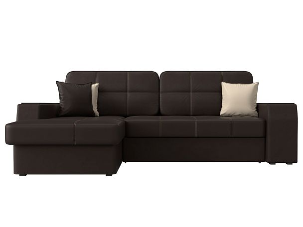 Угловой диван Брюссель левый (полностью экокожа коричневая) - Вид 2