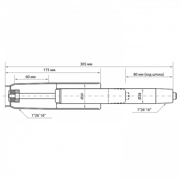 Газлифт BRABIX A-80 суперкороткий, ХРОМ, длина в открытом виде 305 мм, d50 мм, класс 2, 532003 - Вид 4