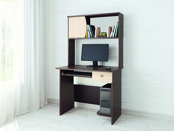 Стол компьютерный Грета-4 (1580х900х600) венге/дуб молочный - Вид 1