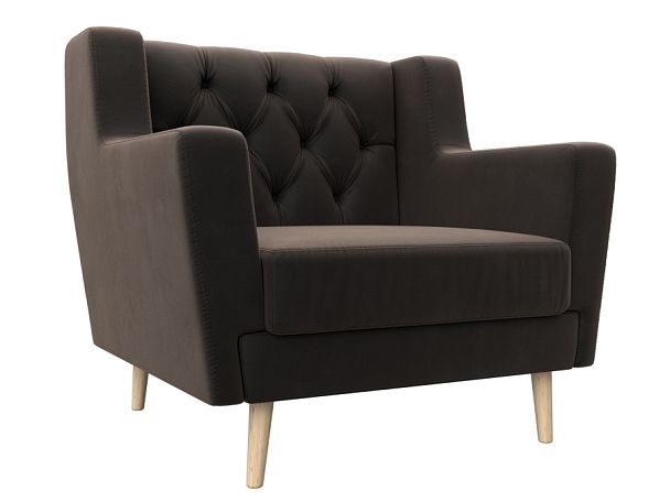 Кресло Брайтон Люкс (полностью велюр коричневый) - Вид 1