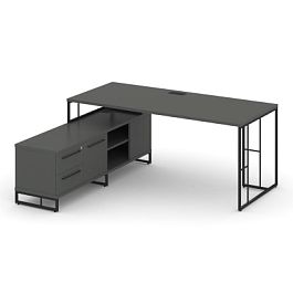 Rift Direct Стол руководителя на опорной тумбой RF.SRT-24 (L) Антрацит/Металл Черный 1580*1600*750 - Фото предпросмотра