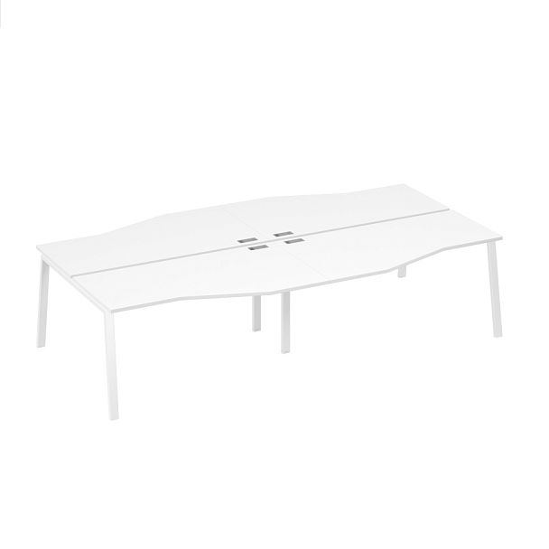 Рабочая станция столы Техно (4х160) на каркасе UNO A4 А4 Б1 191-2 БП белый премиум / металлокаркас белый - Вид 1