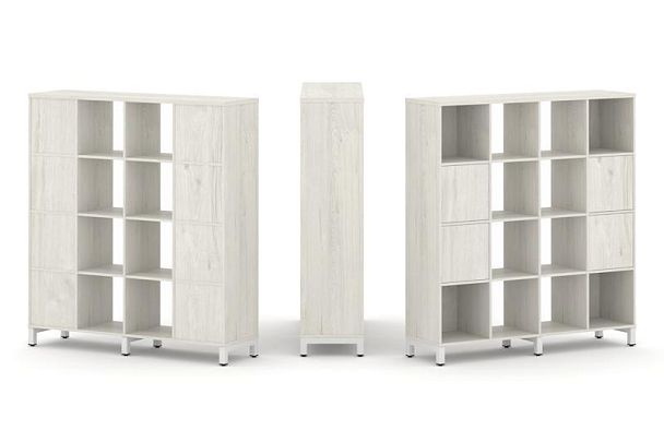 Стайл Проджект Набор стеллажа 1 сторон., 4 яр. SN.NS-441 Дуб Наварра/Металл Белый 1488*400*1615 - Вид 1