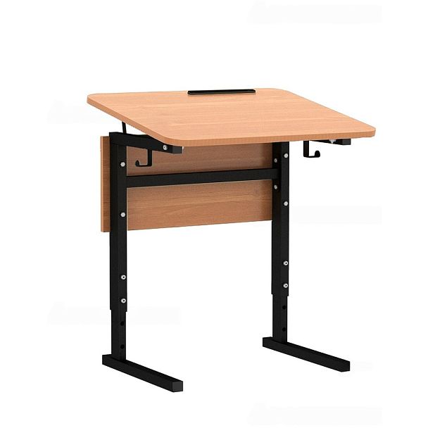 Стол ученический 115Рп, 1-местный, регулир. высота и наклон столешницы 0-10° на прямоугольной трубе (м/к Коричневый, Серый, Черный), гр.2-4 - Вид 2
