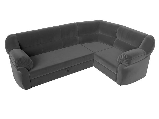 Диван угловой Карнелла правый (полностью велюр серый) - Вид 5