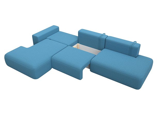 Диван угловой Лига-036 НПБ Модерн Лонг левый угол Рогожка голубой - Вид 8