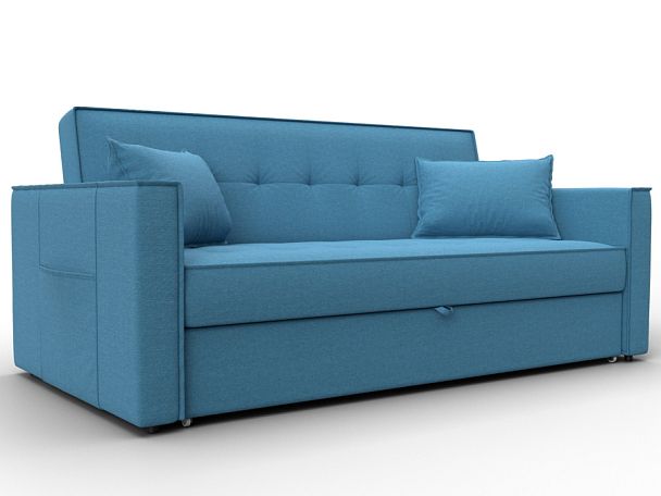Диван прямой Лига-104 (160) Рогожка голубой - Вид 1