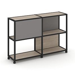 Shelf Mobile Стеллаж 3 уровня 2 секции VR.LT-STK-313.06 Дуб Аттик/Металл Черный/W-11 1170*400*1046 - Фото предпросмотра