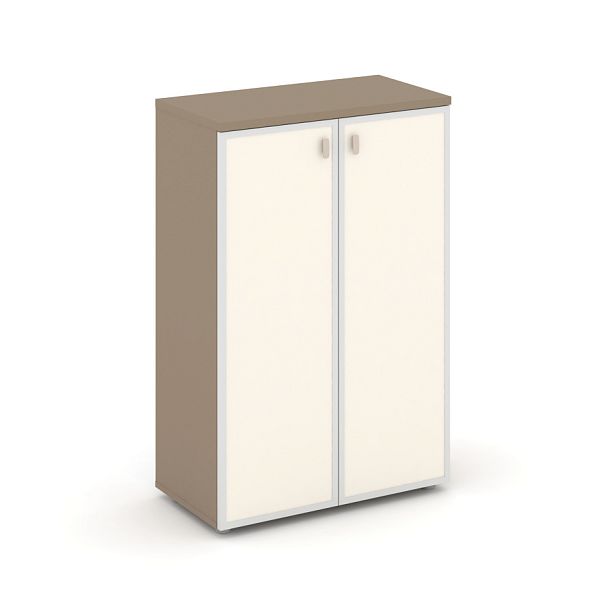 Estetica Шкаф сред. широкий (2 сред. фасада стекло лакобель в раме) ES.ST-2.4R I Латте/Лакобель ivory 800*420*1207 - Вид 1