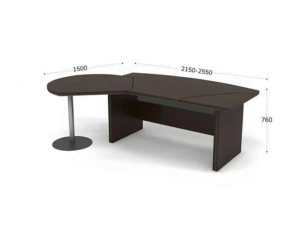 БЕРЛИН / BERLIN Стол руководителя с брифингом левый 2150х1500х760 Венге/Серый - Вид 2
