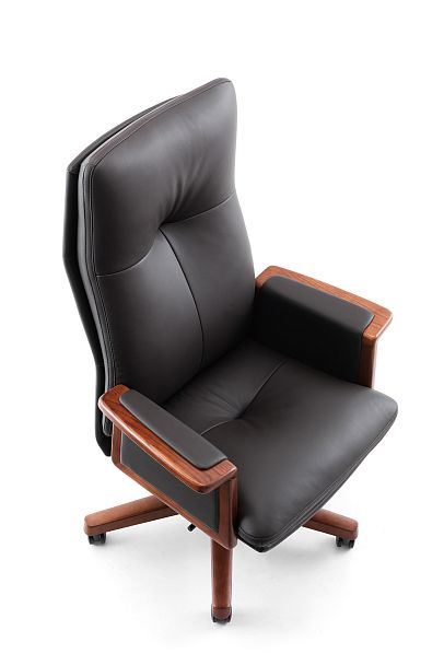 Кресло офисное Vivaldi black / черная кожа / деревянная крестовина - Вид 3