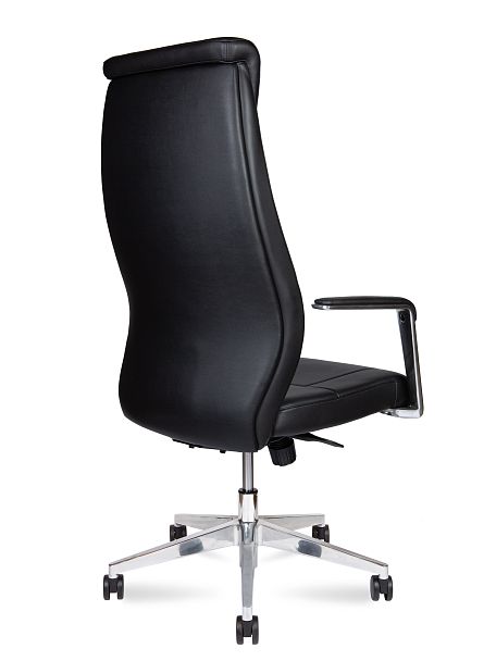 Кресло офисное / Davos Black / алюминиевая  база / черная экокожа - Вид 5