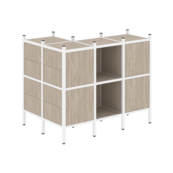 Loft Угловой внешний стеллаж наборный VR.L-51 Дуб аттик/Белый металл 862*1278*1047 - Вид 1