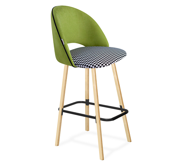 Стул барный Sheffilton SHT-ST34-3/S94 оливковый/гусиная лапка/прозрачный лак/черный - Вид 1