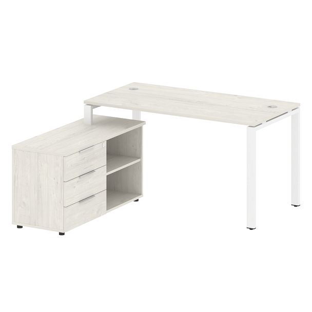 Metal System Р. ст. с тумбой на П-образном м/к БП.РС-СТС-2.3 (L) Дуб наварра/Белый металл 1500*1520*750 - Вид 1