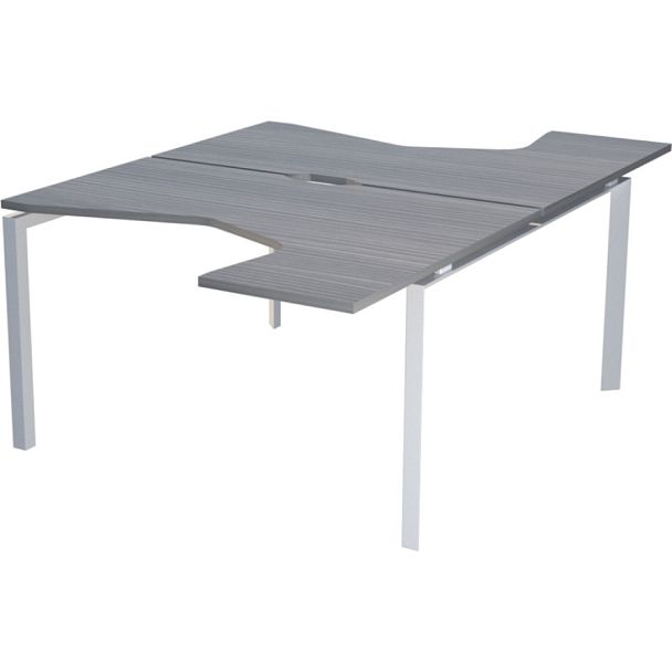 Бенч эргономичный на 2 рабочих места на металлокаркасе НТМП.П.Б2-060 Лиственница/Белый 1600x2036x750 Аргентум-МП - Вид 1