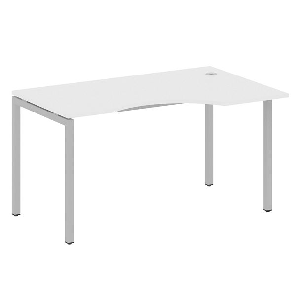 Metal System Quattro Стол криволинейный правый на П-образном м/к 40БП.СА-2 (R) Белый/Серый металл 1400*900*750 - Вид 1