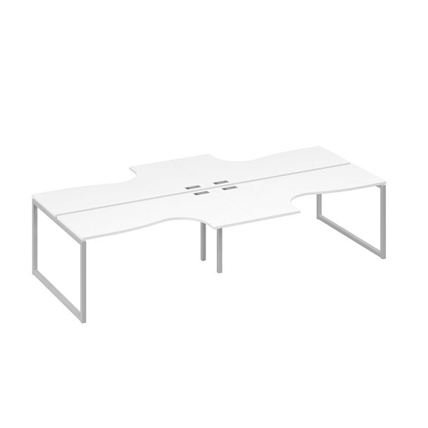 Рабочая станция столы (4х160) Классика каркас QUATTRO A4 А4 Б4 182-2 БП белый премиум / металлокаркас серый - Вид 1