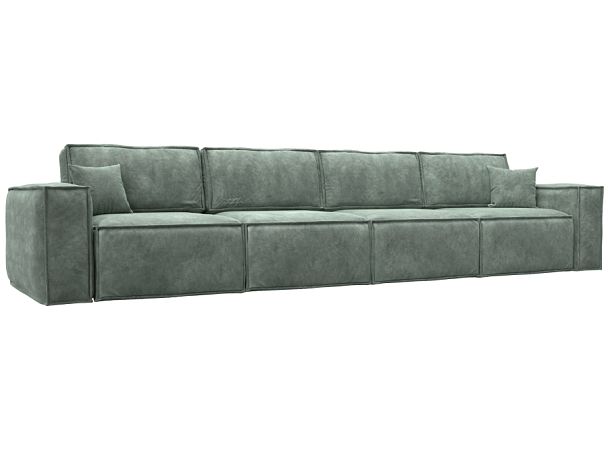 Диван прямой Лига-081 НПБ МегаЛонг Велюр зеленый - Вид 1