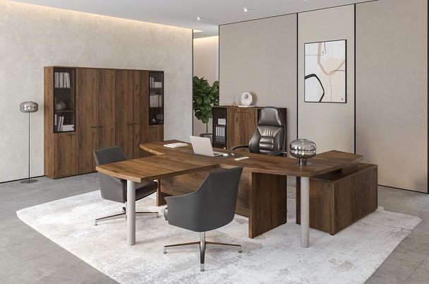 Приставка боковая Wing большая 500х1613х750 / цвет: дуб модена, 2 опоры табулярные серебрянный металлик - Вид 3